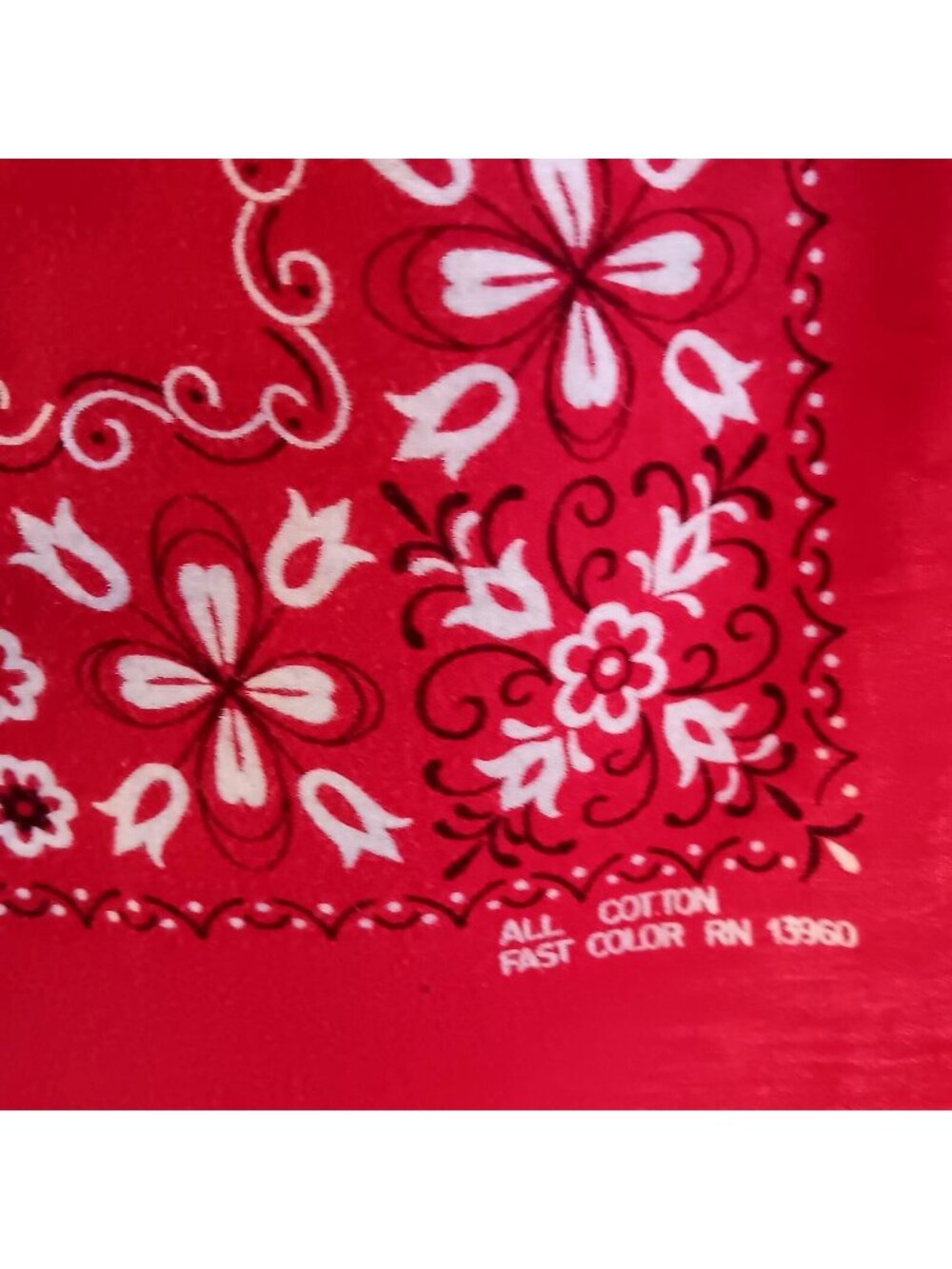 Vintage Western Hanky Red Paisley Bandana 20x19" Cotton Cowgirl Cowboy